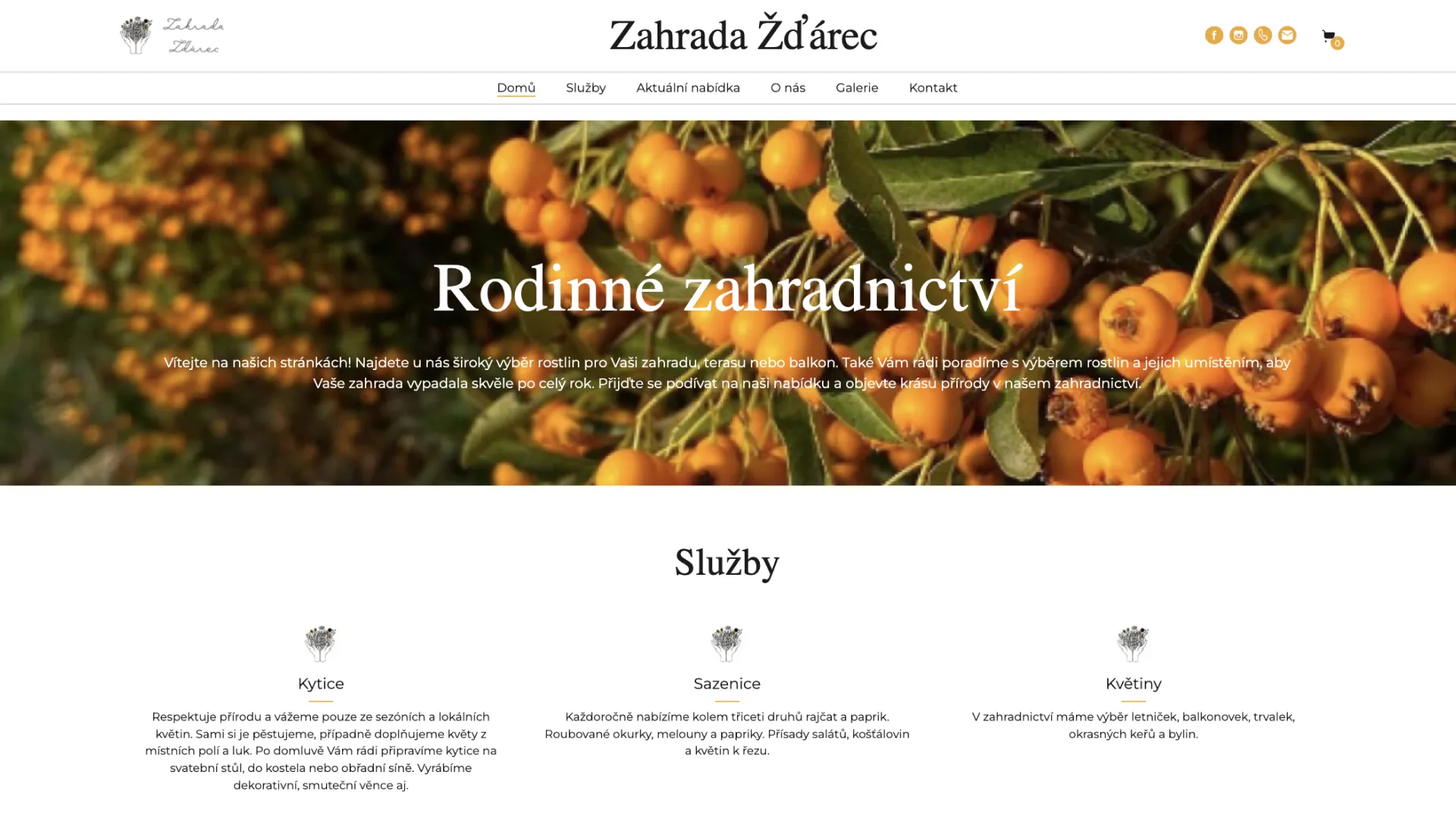Web Zahrada Žďárec od studia Yeetzone