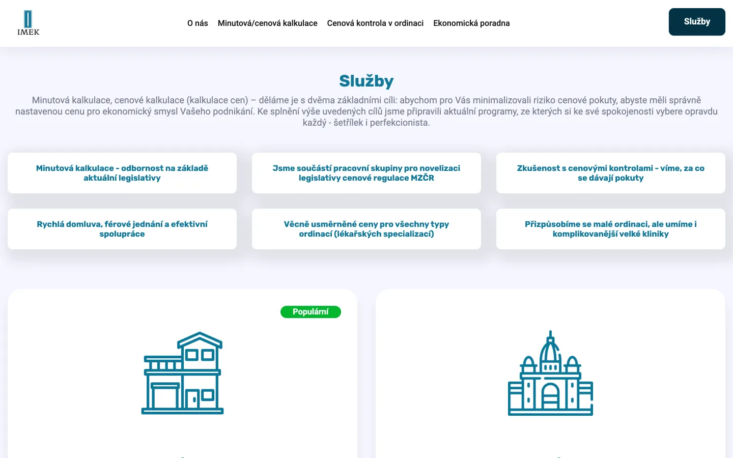 Web Institut medicínské ekonomiky od studia Yeetzone