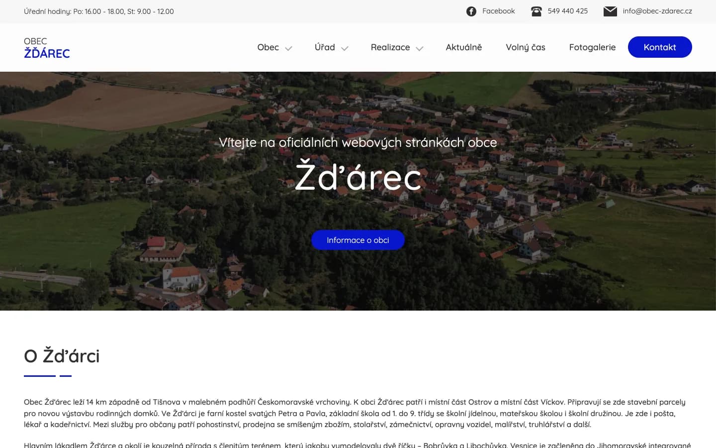 Web Obec Žďárec od studia Yeetzone