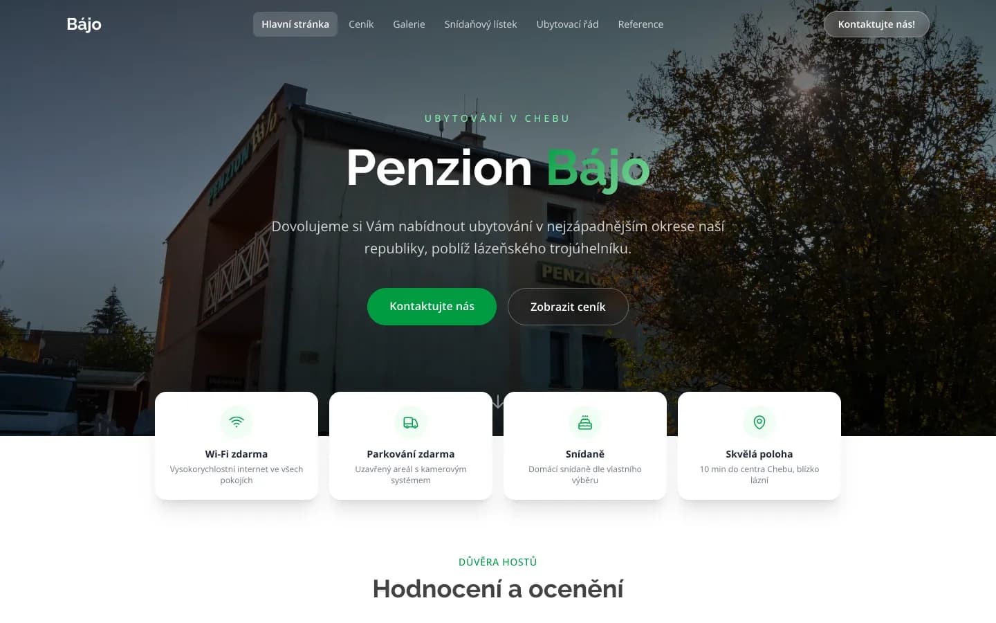 Web Penzion Bájo od studia Yeetzone