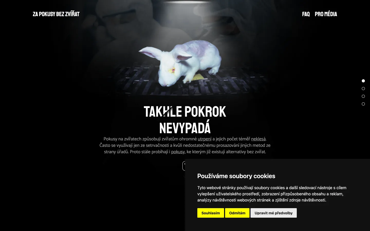 Web Za pokusy bez zvířat - DK od studia Yeetzone