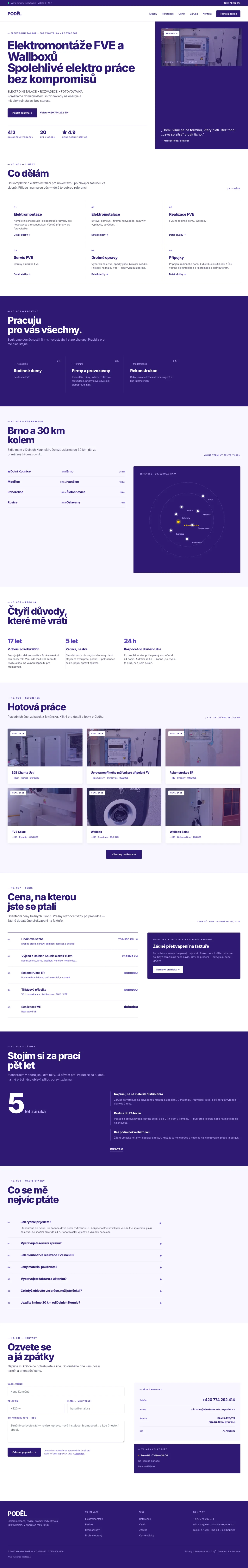 Elektromontáže Poděl náhled webu