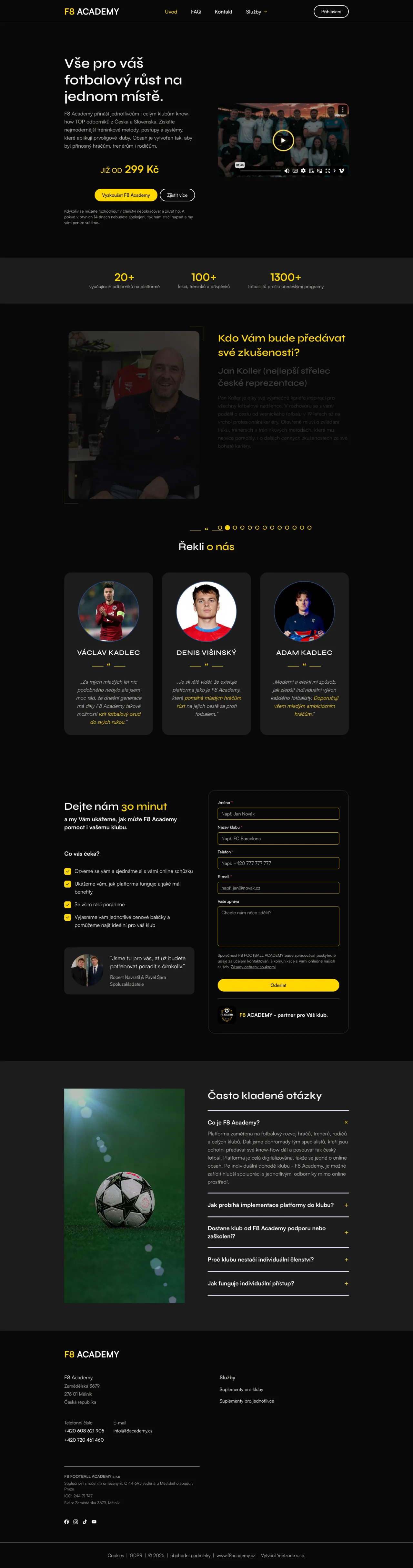 F8 Academy náhled webu