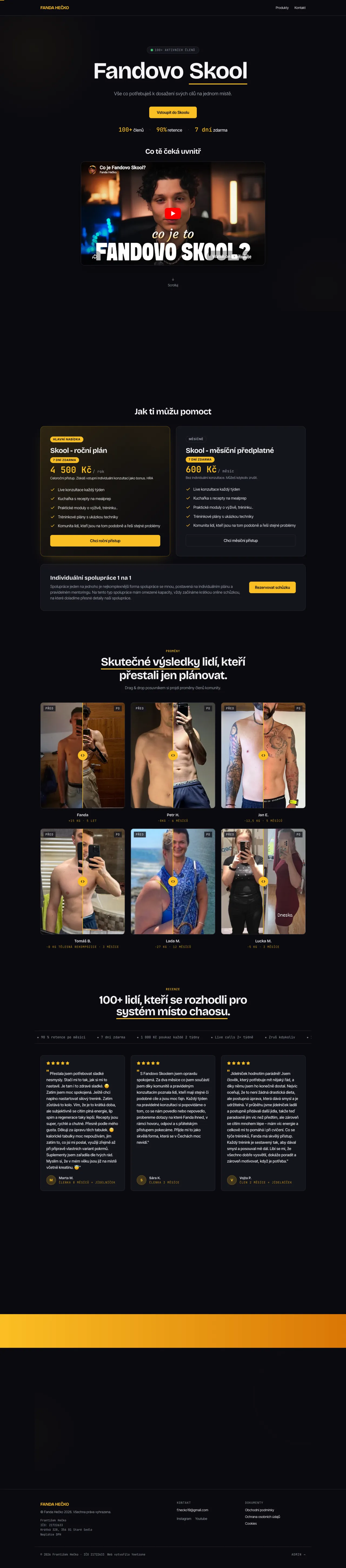 Fanda Hečko náhled webu