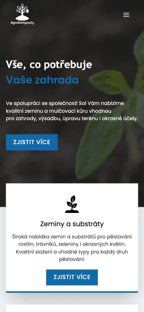 AgroKomposty mobilní zobrazení