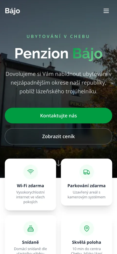 Penzion Bájo mobilní zobrazení
