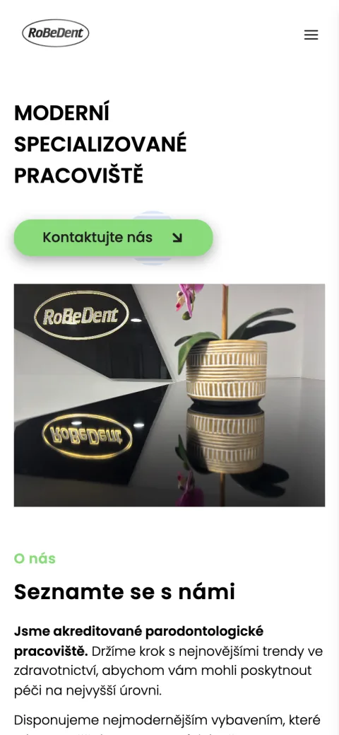 RobeDent mobilní zobrazení