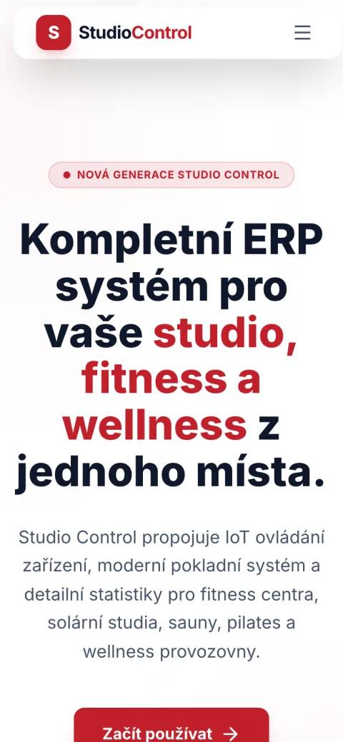 Studio Control mobilní zobrazení